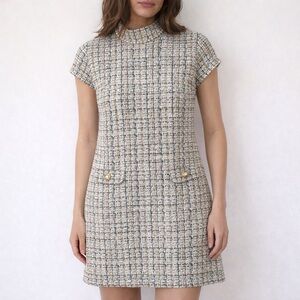 Talbots Cream and Black Tweed Mini Dress